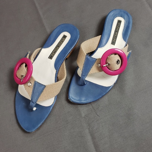 Blue Vero Cuoio Slip On Sandals - Picture 1 of 3